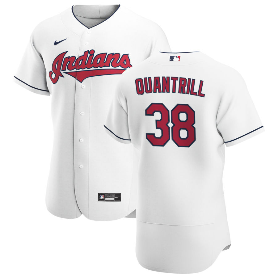 Cleveland Indians #38 Cal Quantrill Men Nike White Home 2020 Authentic Team MLB Jersey